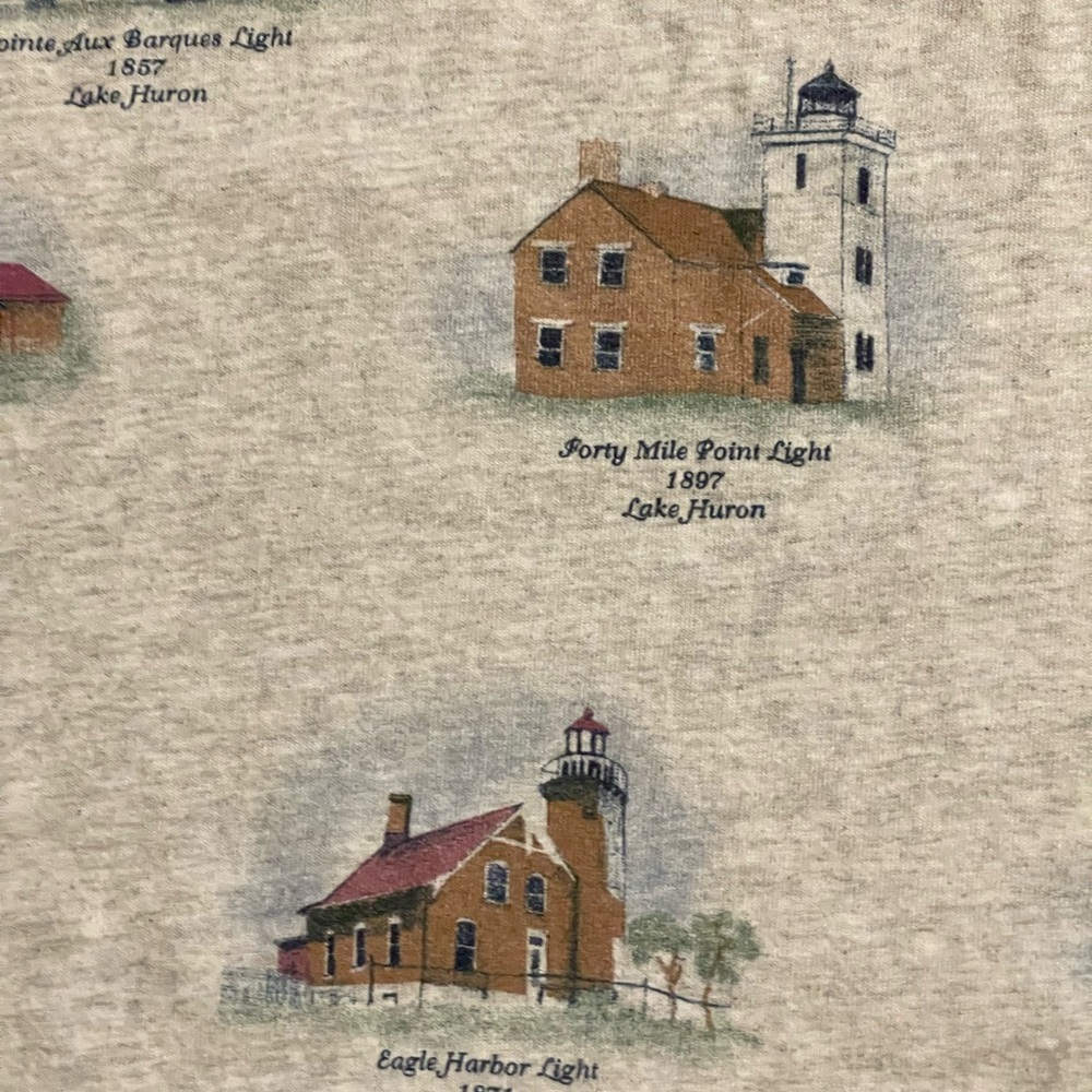 VINTAGE 90s | Light Houses All Over Printed. Great Lakes Lighthouses - Picture 5 of 13